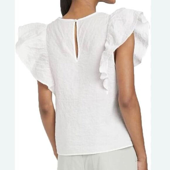 A New Day white ruffled sleeve popover top small - Picture 2 of 8